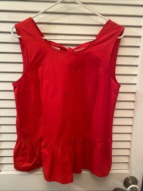 J. Crew Red Sleeveless Peplum Tank Top